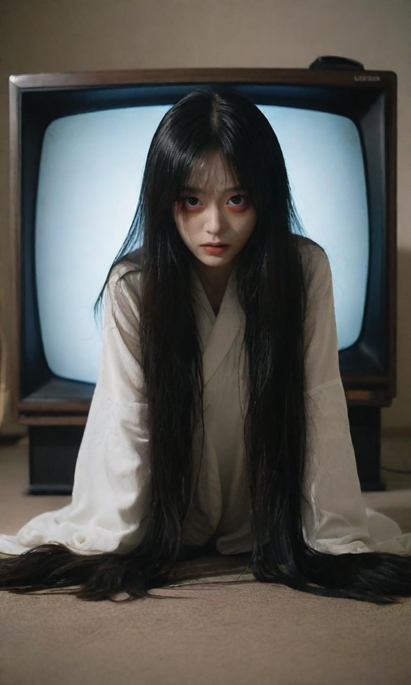 43187142-2683018090-horror movie, yamamura sadako, ghost crawling out of a small static lighting CRT television like through a portal,  lighting scr.png